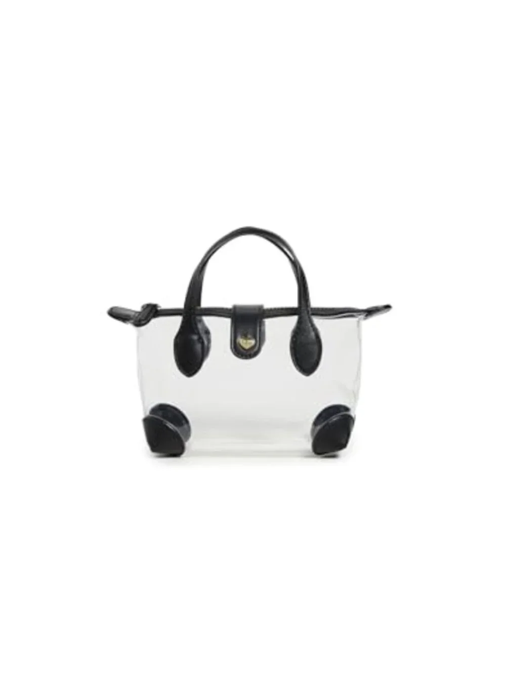 Clear Vinyl Crossbody Bag Pouchette with PU Leather Trim Adjustable Strap